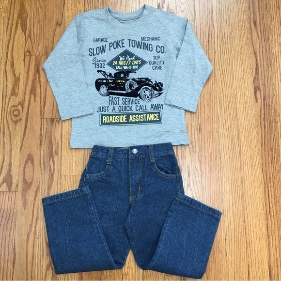 Zboyz Wear toddler boy long sleeve t-shirt & pull on jean 2-pcs sets - Picture 11 of 14